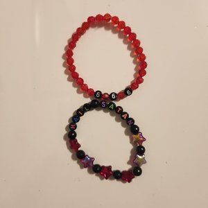 Black and Red  Beaded Hail Satan Bracelets